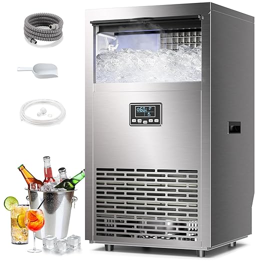 100Lbs/24H Commercial Ice Maker – Stainless Steel